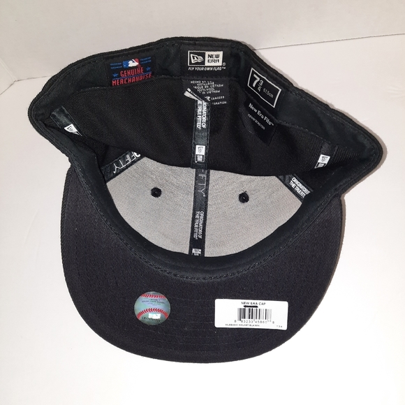NWT New Era Houston Astros Retro Logo Black White Fitted Hat - Picture 2 of 3